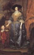 Anthony Van Dyck Portrait of queen henrietta maria with sir jeffrey hudson (mk03) oil painting picture wholesale